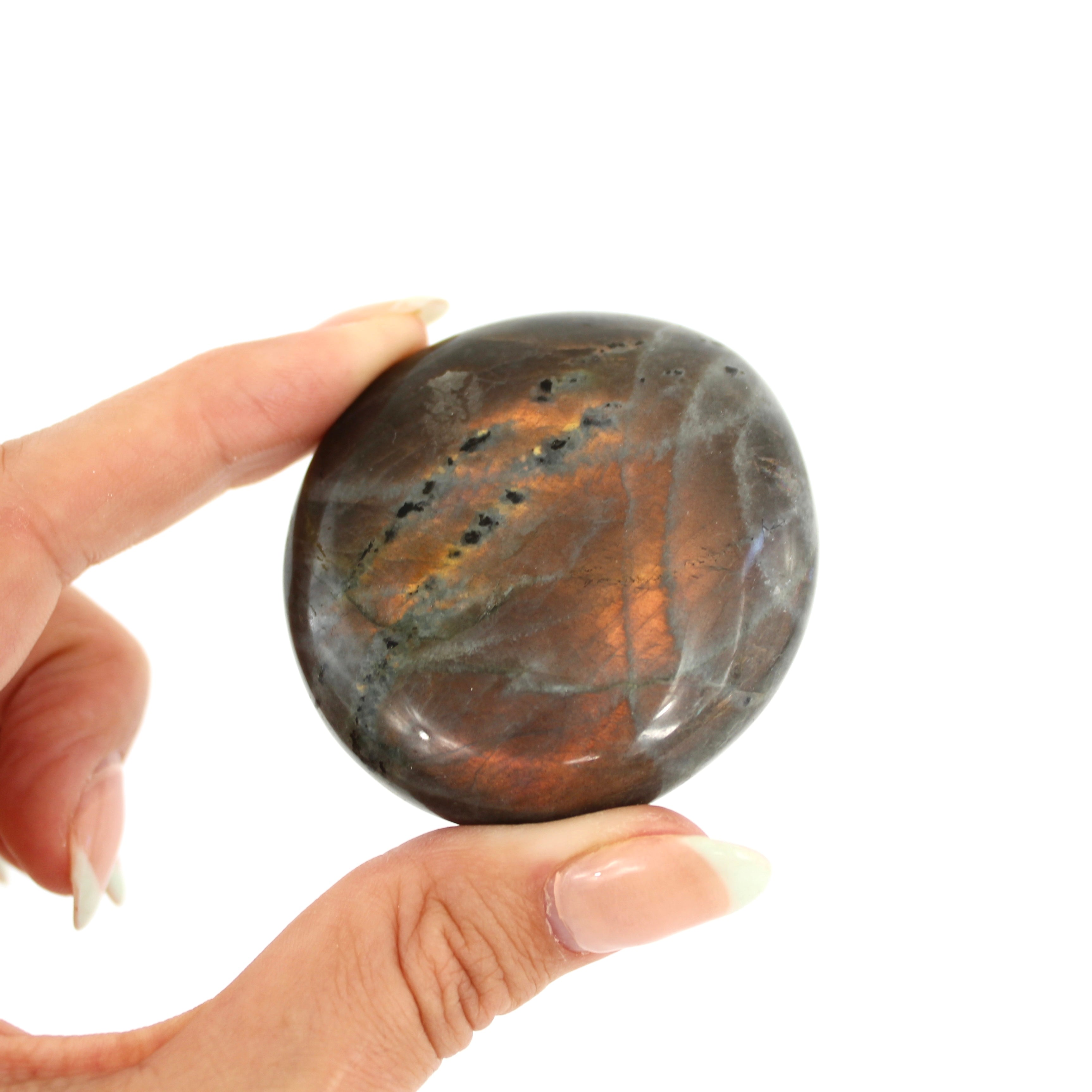 Crystals NZ: Lavender labradorite crystal palm stone