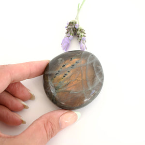 Crystals NZ: Lavender labradorite crystal palm stone