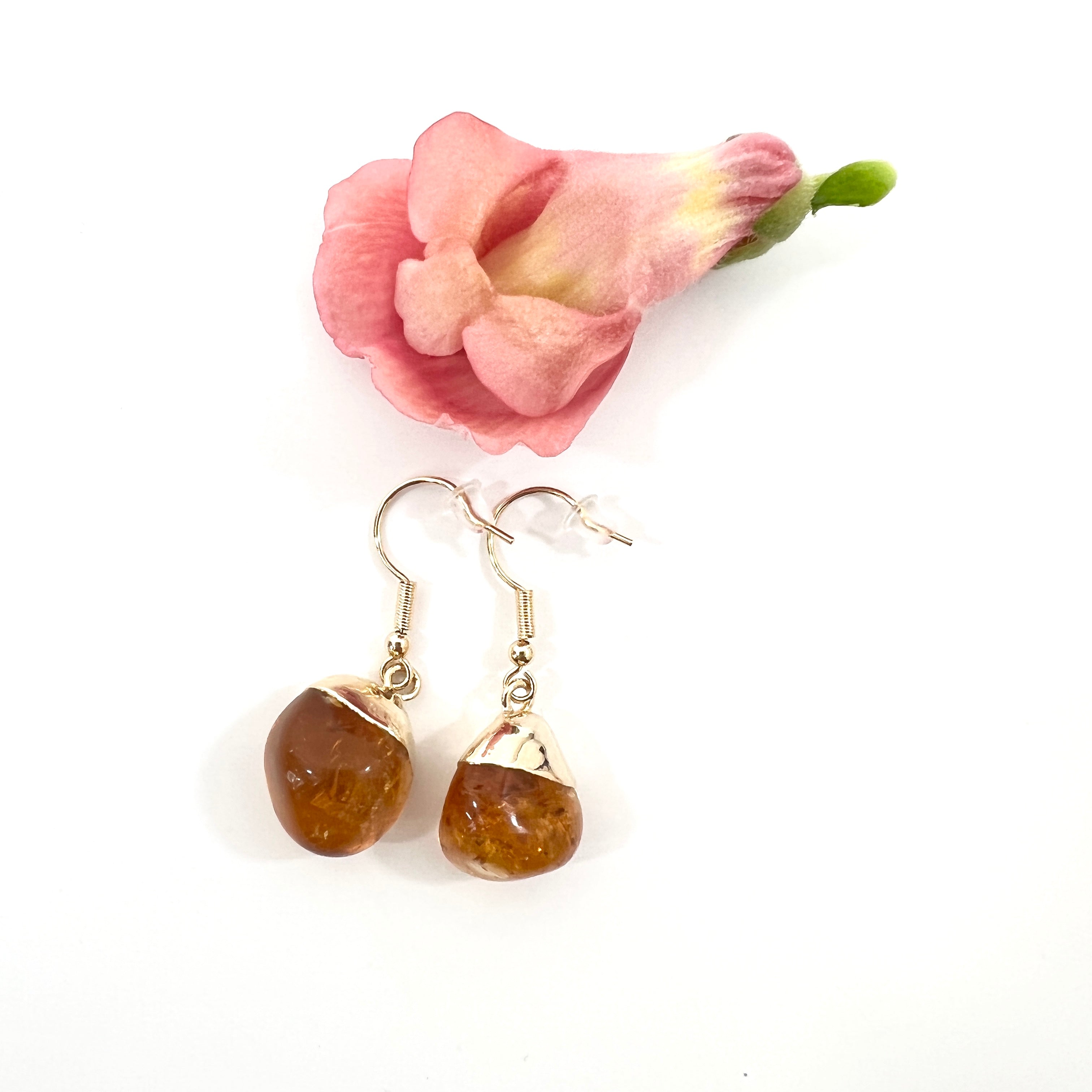 Crystal Earrings NZ: Citrine crystal drop earrings