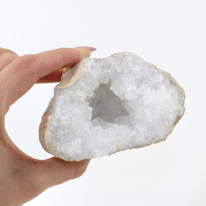 Crystals NZ: Clear quartz crystal geode half