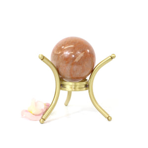 Crystals NZ: Peach moonstone crystal sphere with stand