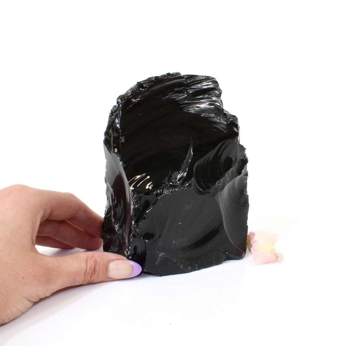 Crystals NZ: Large black obsidian crystal with cut base