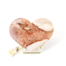 Load image into Gallery viewer, Pink amethyst crystal heart on stand | ASH&amp;STONE Crystals NZ
