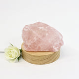 Rose quartz crystal lamp on LED wooden base | ASH&STONE Crystals NZ
