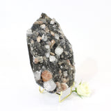 Large apophyllite on blue chalcedony crystal cluster with stand | ASH&STONE Crystals NZ