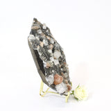 Large apophyllite on blue chalcedony crystal cluster with stand | ASH&STONE Crystals NZ