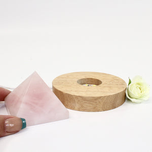 Rose quartz crystal lamp on LED wooden base | ASH&STONE Crystal Lamps Auckland NZ