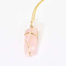 Load image into Gallery viewer, Bespoke rose quartz crystal necklace 20&quot; chain | ASH&amp;STONE NZ-Made Crystal Jewellery 
