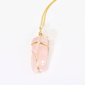 Bespoke rose quartz crystal necklace 20" chain | ASH&STONE NZ-Made Crystal Jewellery 