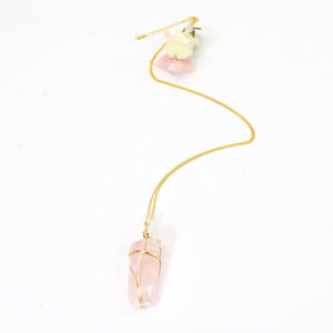 Bespoke rose quartz crystal necklace 20" chain | ASH&STONE NZ-Made Crystal Jewellery 