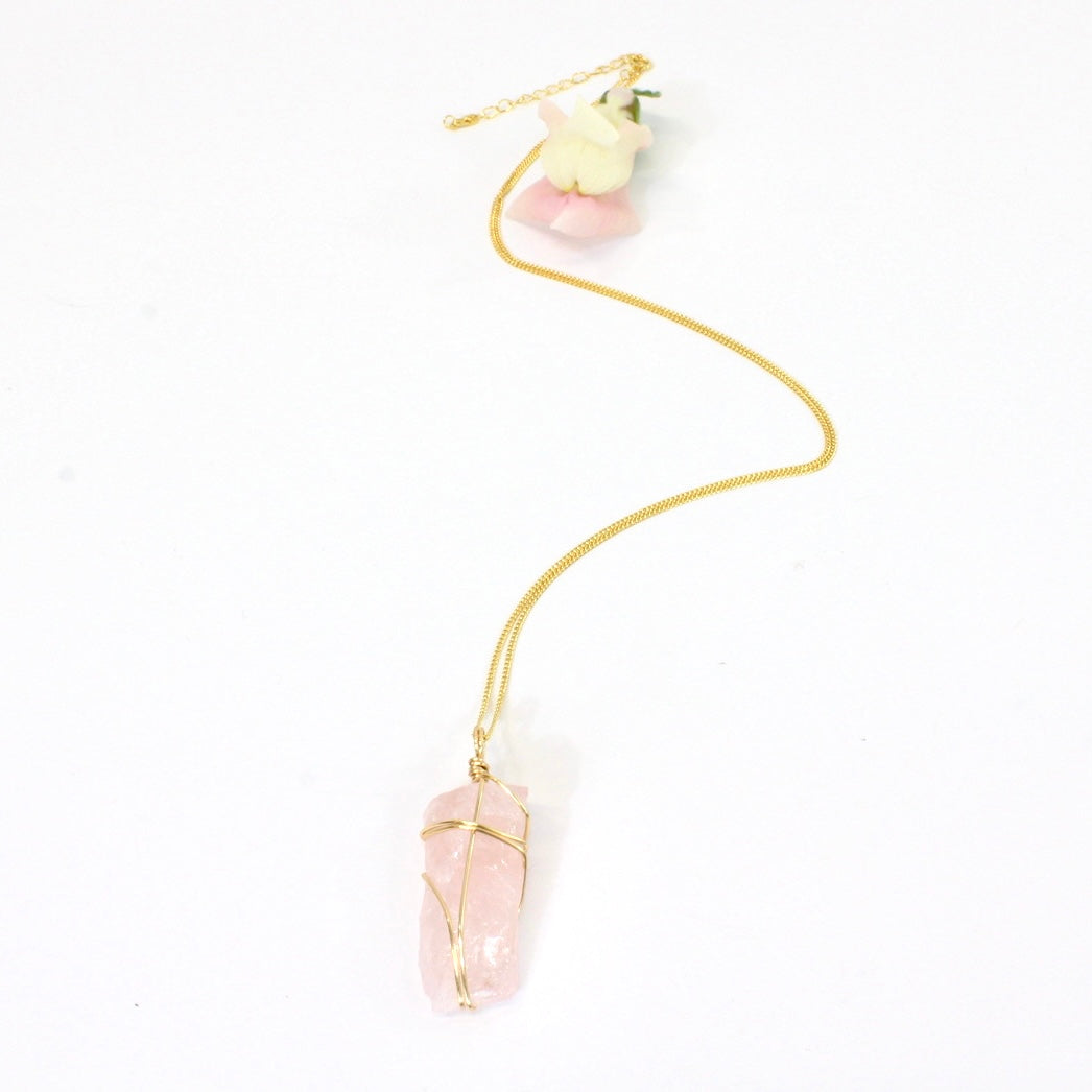 Bespoke rose quartz crystal necklace 20