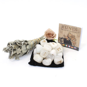 White onyx crystal runes & sage pack | ASH&STONE Crystals NZ