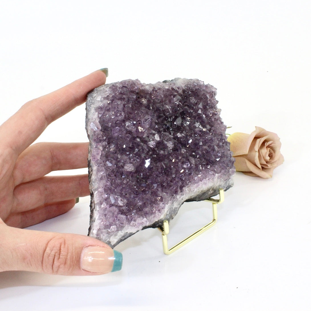 Amethyst crystal cluster on stand | ASH&STONE Crystals NZ