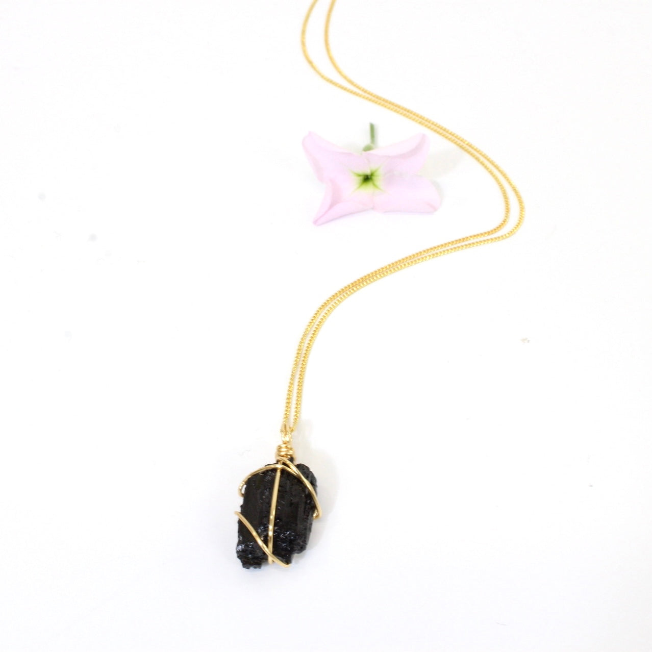 Bespoke black tourmaline crystal necklace 18" chain | ASH&STONE Crystal Jewellery NZ