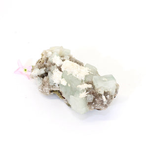 Green apophyllite crystal with stilbite | ASH&STONE Crystals Shop Auckland NZ