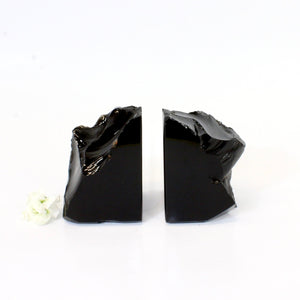 Large black obsidian crystal bookends | ASH&STONE Crystals NZ
