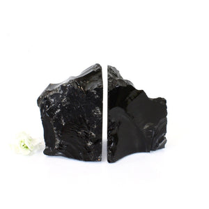 Large black obsidian crystal bookends | ASH&STONE Crystals NZ