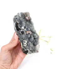 Load image into Gallery viewer, Apophyllite on blue chalcedony crystal cluster with stand | ASH&amp;STONE Crystals Shop Auckland NZ
