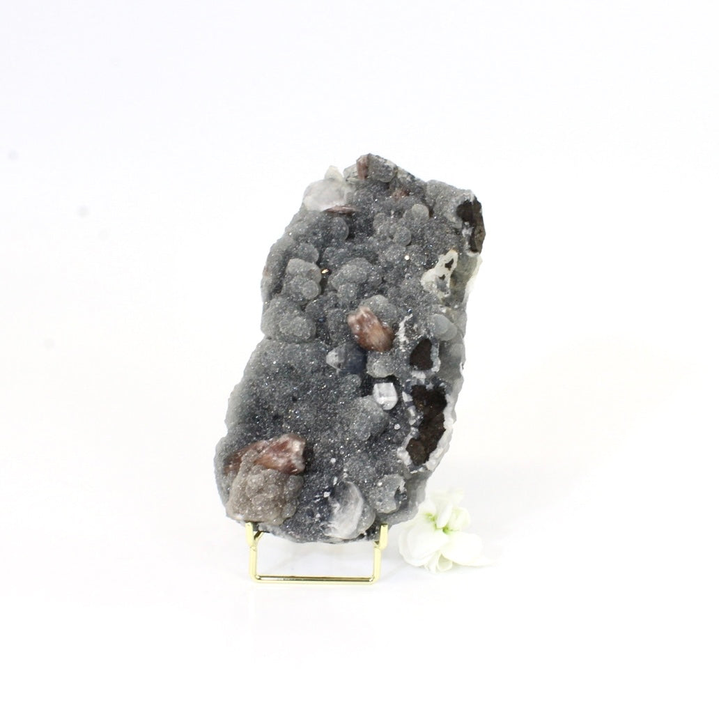 Apophyllite on blue chalcedony crystal cluster with stand | ASH&STONE Crystals Shop Auckland NZ