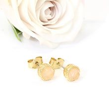 Load image into Gallery viewer, Rose quartz crystal filigree stud earrings | ASH&amp;STONE Crystal Jewellery NZ
