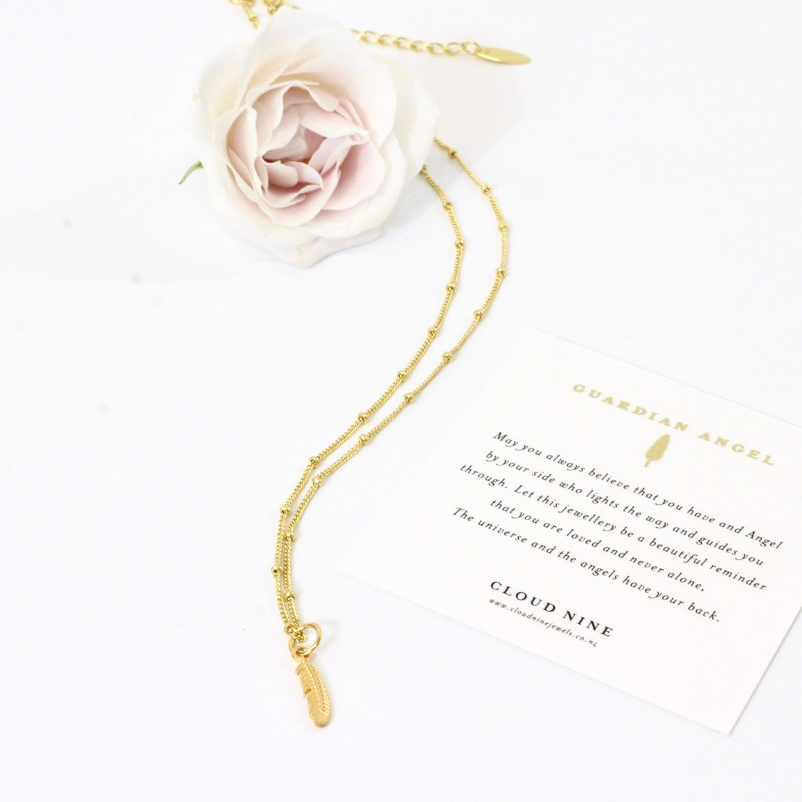 Petite guardian angel necklace gold | ASH&STONE Jewellery NZ