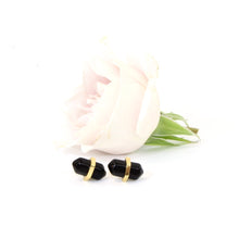 Load image into Gallery viewer, Gold black agate crystal stud earrings | ASH&amp;STONE Crystal Jewellery Shop NZ
