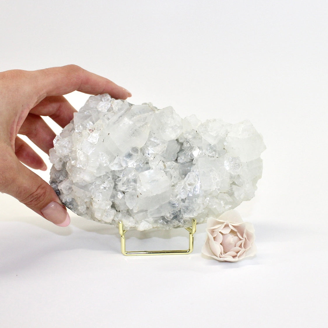 Apophyllite crystal cluster on stand | ASH&STONE Crystals Shop NZ