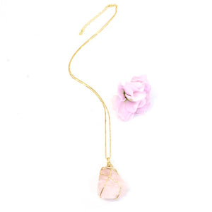 NZ-made bespoke rose quartz crystal pendant 18" chain | ASH&STONE Crystal Jewellery NZ