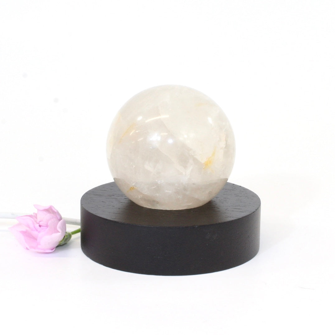 Smoky quartz crystal on black LED lamp base | ASH&STONE Crystal Lamps Auckland NZ