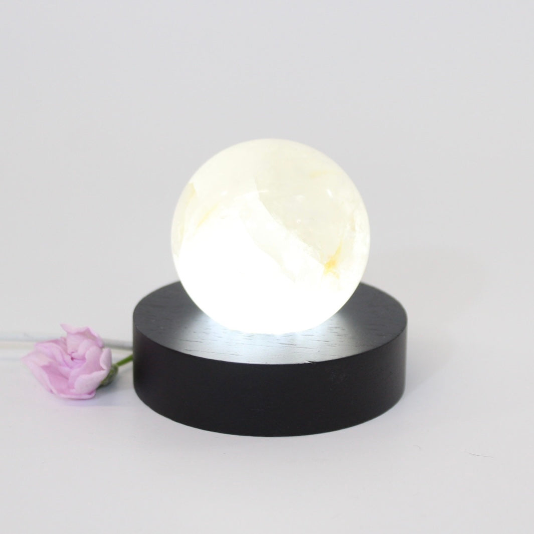 Smoky quartz crystal on black LED lamp base | ASH&STONE Crystal Lamps Auckland NZ
