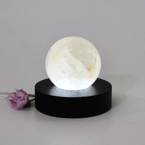 Smoky quartz crystal on black LED lamp base | ASH&STONE Crystal Lamps Auckland NZ