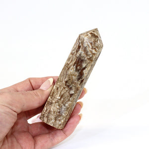 Chocolate calcite crystal polished tower | ASH&STONE Crystals Auckland NZ