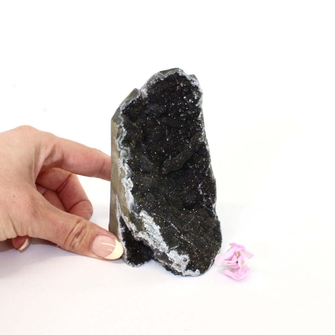 Black amethyst crystal with cut base | ASH&STONE Crystals Shop Auckland NZ