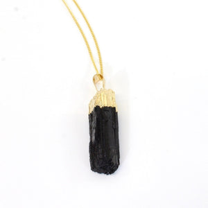 Black tourmaline crystal pendant with 18" chain | ASH&STONE Crystal Jewellery NZ