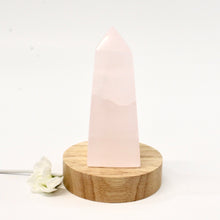 Load image into Gallery viewer, Morganite crystal tower on LED lamp base | ASH&amp;STONE Crystals Shop Auckland NZ
