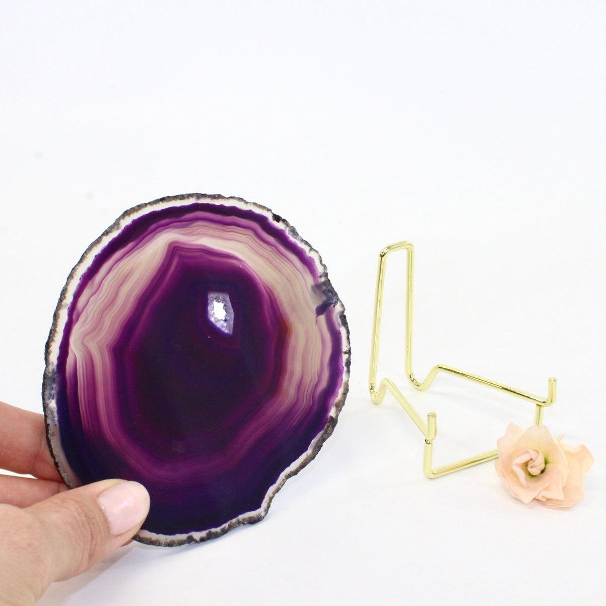 Agate crystal slice on stand | ASH&STONE Crystals Auckland NZ