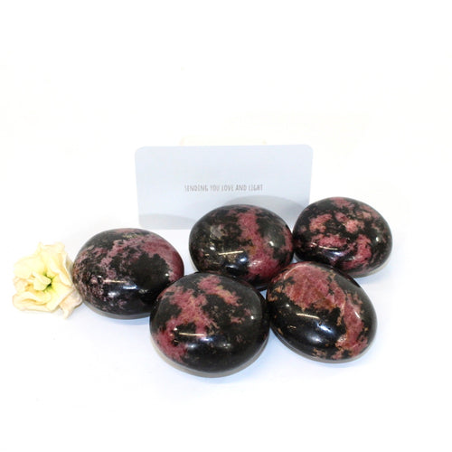 Rhodonite crystal palm stone | ASH&STONE Crystals Shop Auckland NZ