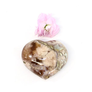 Flower agate crystal polished heart | ASH&STONE Crystals Shop Auckland NZ