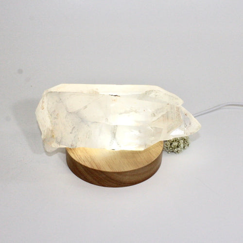 Large clear quartz crystal chunk on LED lamp base | ASH&STONE