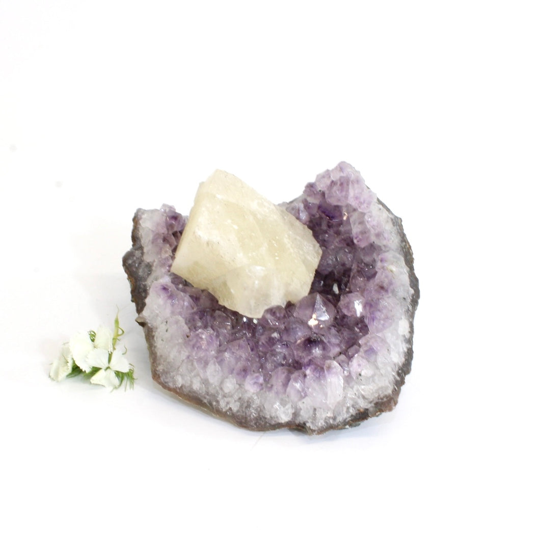 Amethyst & white calcite crystal cluster | ASH&STONE Crystals Shop Auckland NZ