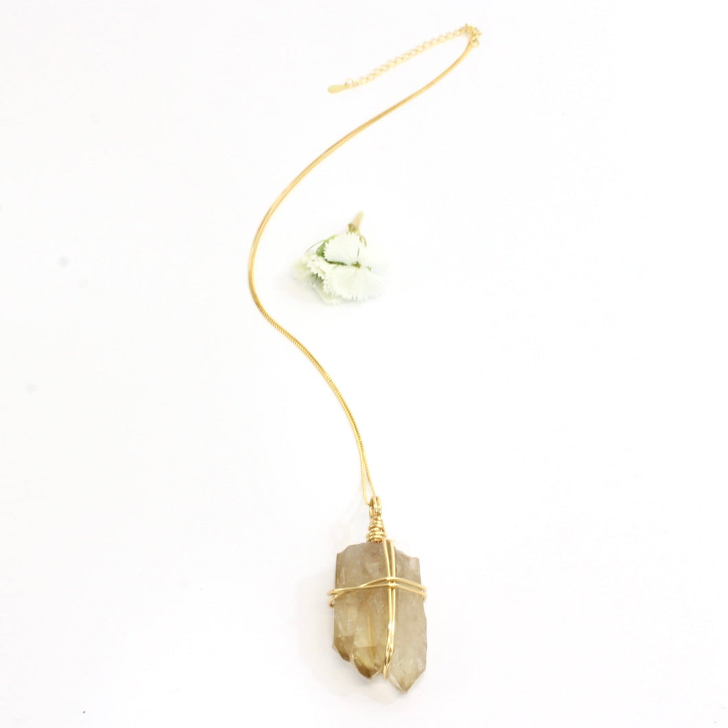 Bespoke NZ-made Kundalini natural citrine crystal pendant with 18