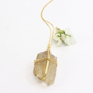 Bespoke NZ-made Kundalini natural citrine crystal pendant with 18" chain | ASH&STONE Crystal Jewellery Shop Auckland NZ