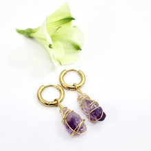 Load image into Gallery viewer, NZ-made bespoke amethyst crystal huggy earrings | ASH&amp;STONE Crystal Jewellery Shop Auckland NZ
