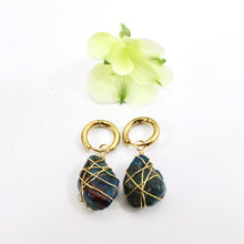 Load image into Gallery viewer, NZ-made bespoke chrysocolla crystal huggy earrings | ASH&amp;STONE Crystal Jewellery Shop
