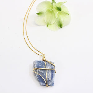 Bespoke NZ-made kyanite pendant with 18" chain | ASH&STONE Crystal Jewellery Shop Auckland NZ