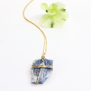 Bespoke NZ-made kyanite pendant with 18" chain | ASH&STONE Crystal Jewellery Shop Auckland NZ