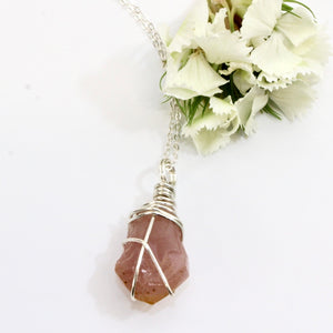 NZ-made bespoke pink amethyst crystal pendant with 18" chain | ASH&STONE Crystal Jewellery Shop