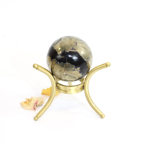 Pyrite crystal sphere on stand | ASH&STONE Crystals Shop Auckland NZ