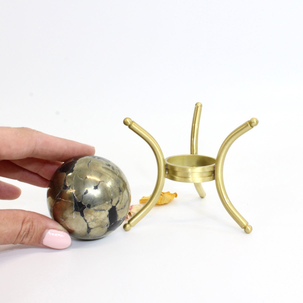 Pyrite crystal sphere on stand | ASH&STONE Crystals Shop Auckland NZ