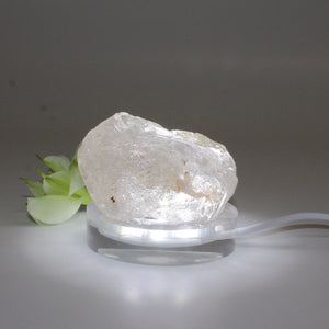 Smoky quartz crystal on clear perspex LED lamp base | ASH&STONE Crystals Shop Auckland NZ